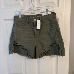 American Eagle Outfitters Green Distressed Jean Shorts